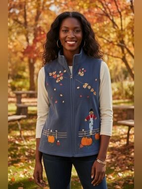 Baxter & Wells Sleeveless Festive Embroidered Sweater Vest Size M